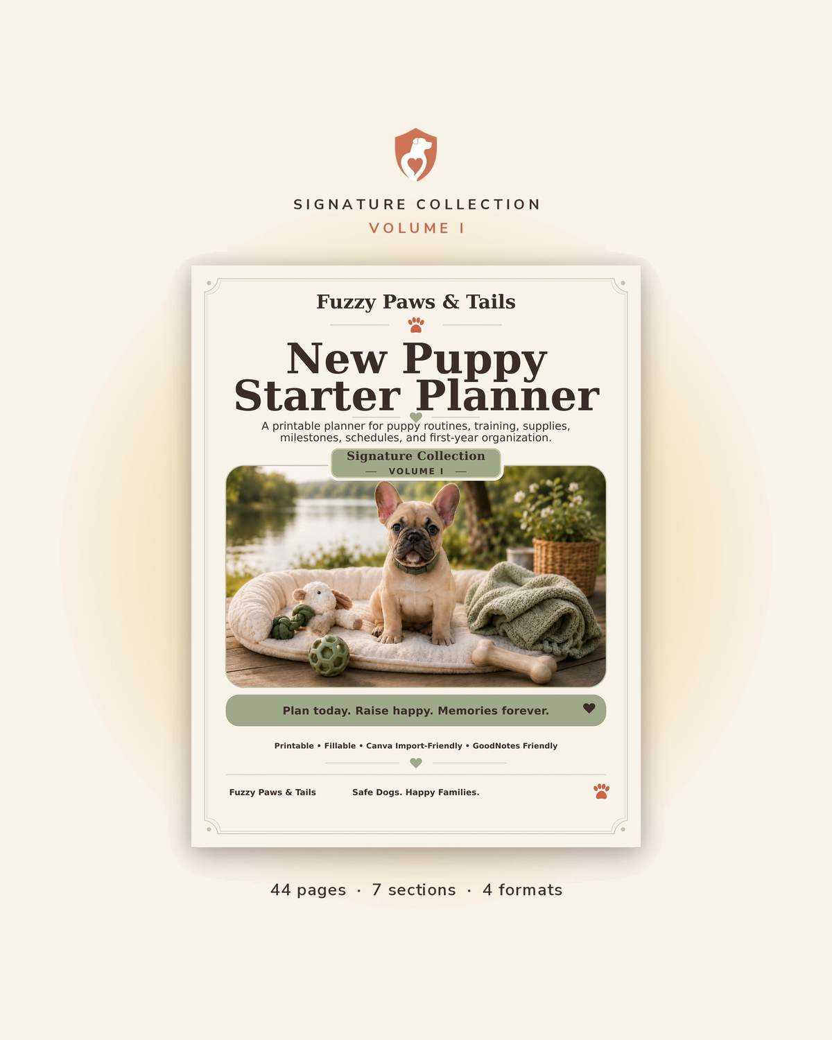New Puppy Starter Planner printable cover — Volume I, 44-page fillable PDF new puppy planner