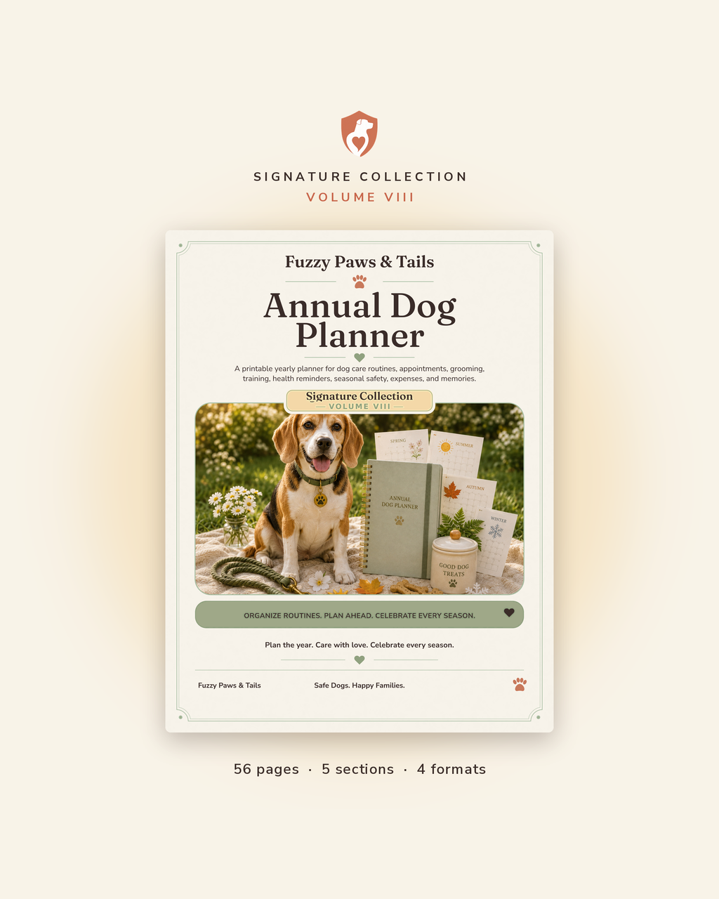 Annual Dog Planner printable cover — Volume VIII, 56-page fillable PDF yearly dog care planner